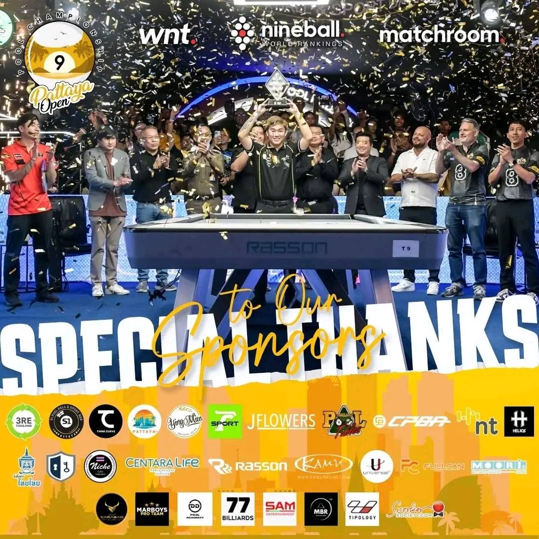 Pattaya Open 2026 special thanks board showing sponsors and partners